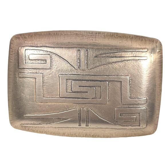 Belt buckle "Nu Gold" Red Brass Etched and Oxidized 29grams belt width to 1.25" - Picture 5 of 9